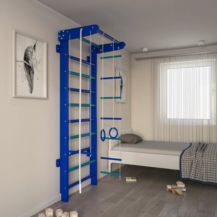 מתקן ספורט לילדים ביתי כולל סט חבלים 100918 בצבע כחול/טורקיז