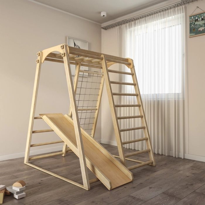 מתקן ספורט לפעוטות ביתי מתקפל 100977 בצבע בוק טבעי