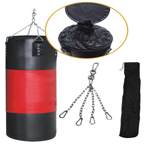 שק איגרוף 105 סמ במשקל משתנה כולל 4 חיבורים מסיבים ושרשראות ברזל לתלייה