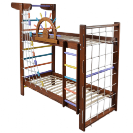 מיטת ספורט נינג'ה (קומותיים) 464609 עם סט חבלים מעץ מלא מבית CITYSPORT