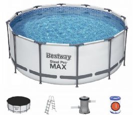בריכה עגולה לגינה 56260P כולל משאבת נייר 530 גלון BESTWAY קוטר 366 ס"מ גובה 1 מטר