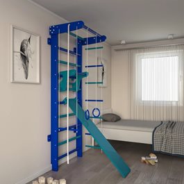 מתקן ספורט לילדים ביתי כולל סט אביזרים מלא 100913 בצבע כחול/טורקיז