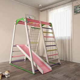 מתקן ספורט לפעוטות ביתי מתקפל 100925 בצבע לבן/ורוד