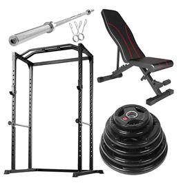 חבילת חדר כושר - כלוב משקולות עם מוט אולימפי ומשקולות צלחת 75 ק"ג וספת כושר 101700 מבית CITYSPORT