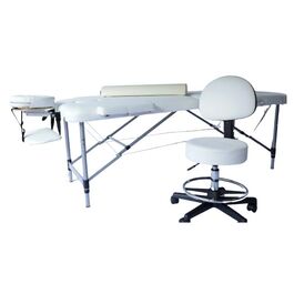 חדר טיפולים 101880 מיטת אלומיניום, כיסא למטפל וכרית חצי עגולה - צבע לבן מבית CITYSPORT