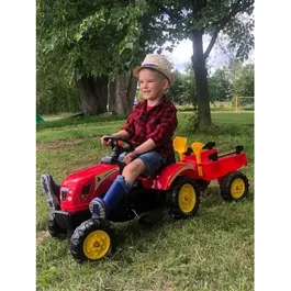 טרקטור פדלים לילדים עם עגלה מתחברת ו 2 כלי חפירה 242177 מבית CITYSPORT