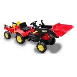 טרקטור פדלים לילדים עם כף קדמית עולה ויורדת ועגלה מתחברת ו 2 כלי חפירה 242180 מבית CITYSPORT