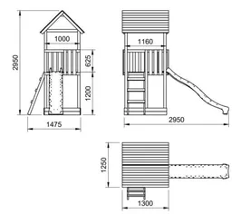 בית עץ לילדים גבוהה 242352 מבית CITYSPORT תוצרת ספרד כולל גג מעץ