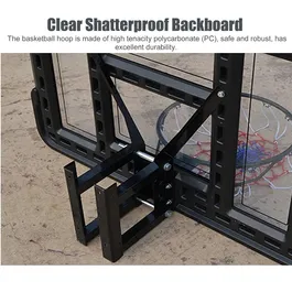 לוח כדורסל שקוף מקצועי 242472 בגודל 110/75 ס"מ עם הרחקה מהקיר דגם DUNK M007