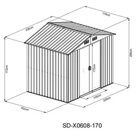 מחסן מתכת 242777 בגודל 2.36/1.74 מטר דגם X0608 מבית GARDEN TOP