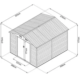 מחסן מתכת דמוי עץ 242888 דגם HW1109 בגודל 2.78/3.23 מטר מבית Garden Top