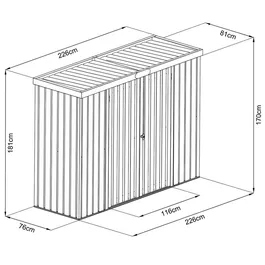 מחסן מתכת 242894 דגם P26GP בגודל 2.26/0.81 מטר מבית Garden Top