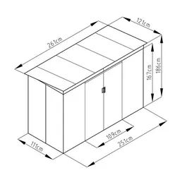 מחסן מתכת סקיילייט 242997 דגם SKY B בגודל 2.61/1.21 מטר מבית Garden Top