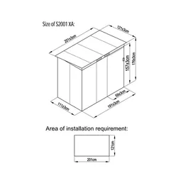 מחסן מתכת 243033 דגם S2001XA בגודל 2.04/1.24 מטר מבית Garden Top