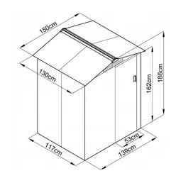 מחסן מתכת 243037 דגם XA בגודל 1.50/1.30 מטר מבית Garden Top