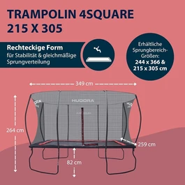 טרמפולינה מקצועית מלבנית 250917 בגודל 305/215 ס"מ מבית HUDORA גרמניה