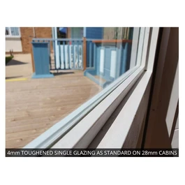 מחסן עץ פרמיום 250922 בגודל 4/3 מטר בעובי 45, דגם TERMINATOR מבית DUNSTER HOUSE