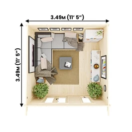 מחסן עץ פרמיום 250925 בגודל 3.5/3.5 מטר בעובי 45, דגם TERMINATOR מבית DUNSTER HOUSE