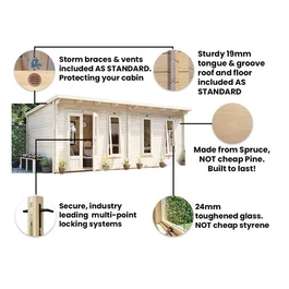 מחסן עץ פרמיום 251075 בגודל 6/4 מטר בעובי 45, דגם TERMINATOR מבית DUNSTER HOUSE