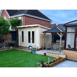 מחסן עץ פרמיום 251076 בגודל 2.5/3.5 מטר בעובי 45, דגם TERMINATOR מבית DUNSTER HOUSE