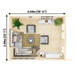 מחסן עץ 251078 בגודל 5/4 מטר בעובי 45, דגם RHINE מבית DUNSTER HOUSE