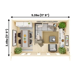 מחסן עץ 251082 בגודל 5.5/3.5 מטר בעובי 45, דגם TERMINATOR מבית DUNSTER HOUSE
