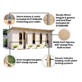 מחסן עץ 251082 בגודל 5.5/3.5 מטר בעובי 45, דגם TERMINATOR מבית DUNSTER HOUSE