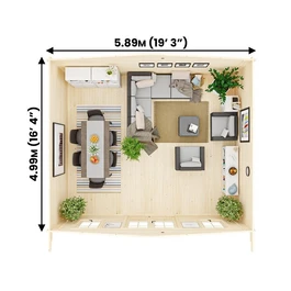 מחסן עץ 251083 בגודל 5/6 מטר בעובי 45, דגם VANQUARD מבית DUNSTER HOUSE