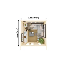 מחסן עץ 251086 בגודל 3/3 מטר בעובי 45, דגם TERMINATOR מבית DUNSTER HOUSE