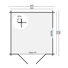 מחסן עץ 251090 בגודל 2.45/2.45 מטר בעובי 19 מ"מ, דגם VALERY מבית TUINDECO