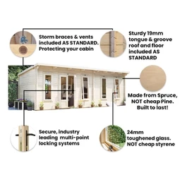 מחסן עץ 251092 בגודל 7/3 מטר בעובי 45, דגם TERMINATOR מבית DUNSTER HOUSE