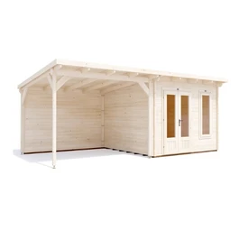 מחסן עץ עם גזיבו 251097 בגודל 6/3 ס"מ בעובי 45 מ"מ, דגם CABIN מבית DUNSTER HOUSE