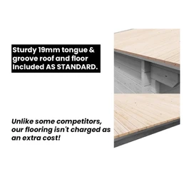 מחסן עץ עם גזיבו 251097 בגודל 6/3 ס"מ בעובי 45 מ"מ, דגם CABIN מבית DUNSTER HOUSE