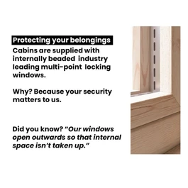 מחסן עץ עם גזיבו 251097 בגודל 6/3 ס"מ בעובי 45 מ"מ, דגם CABIN מבית DUNSTER HOUSE