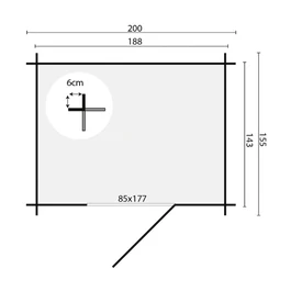 מחסן עץ 251099 בגודל 1.55/2 מטר בעובי 19 מ"מ, דגם IRINA מבית TUINDECO