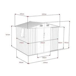 מחסן מתכת 251327 בגודל 2.47/1.93 מטר מבית GARDEN TOP