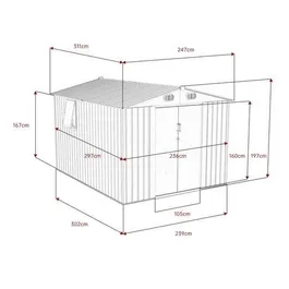 מחסן מתכת 251329 בגודל 2.47/3.11 מטר מבית GARDEN TOP