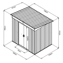 מחסן מתכת 251331 בגודל 1.95/1.51 מטר, צבע שמנת, מבית GARDEN TOP