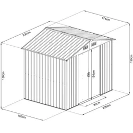 מחסן מתכת 251332 בגודל 2.36/1.74 מטר מבית GARDEN TOP