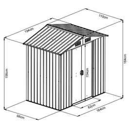 מחסן מתכת 251334 בגודל 1.94/1.10 מטר מבית GARDEN TOP