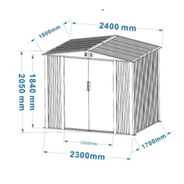 מחסן מתכת 251340 בגודל 2.40/1.80 מטר מבית GARDEN TOP