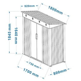 מחסן מתכת 251342 בגודל 1.80/0.92 מטר מבית GARDEN TOP