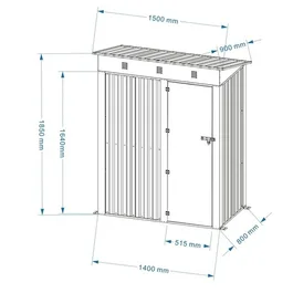 מחסן מתכת 251345 בגודל 0.75/1.50 מטר מבית GARDEN TOP