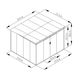 מחסן מתכת 251353 בגודל 2.61/2.41 מטר מבית GARDEN TOP
