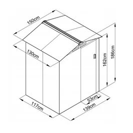 מחסן מתכת 251355 בגודל 1.50/1.30 מטר מבית GARDEN TOP