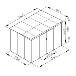 מחסן מתכת 251356 בגודל 2.61/1.81 מטר מבית GARDEN TOP
