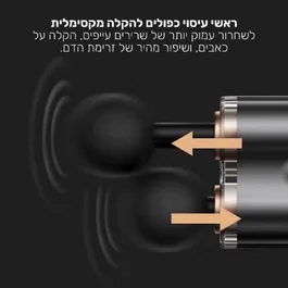 אקדח עיסוי דו-ראשי מקצועי 251419 עם 12 ראשי עיסוי מתחלפים וסוללה נטענת, עוצמה כפולה