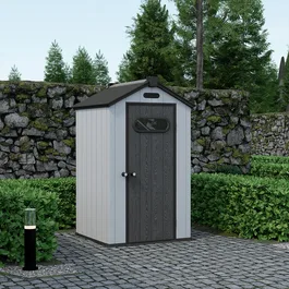 מחסן פלסטיק לגינה 261563 עם גג בגודל 4/4 מבית YardHouse