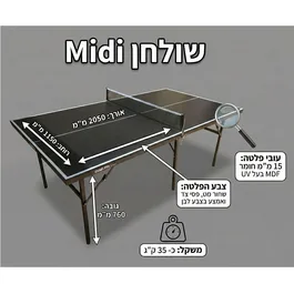 שולחן טניס פנים מידי מתקפל 282910 דגם Premium (Midi) מבית CHIQUITA