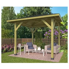 גזיבו עץ מלא Tourist 251369 בגודל 3.38/3.38 מטר מבית Tuindeco